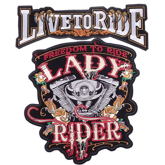 Lady Rider Print Iron-On Patch For Jackets / Large Embroidered Biker Patches For Clothes
