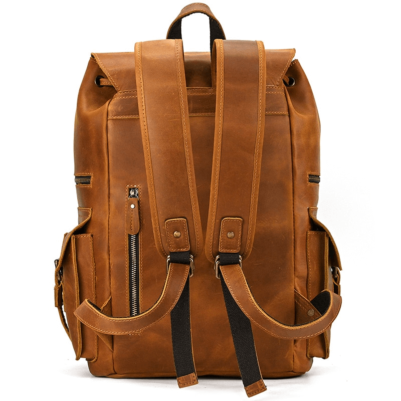 Large Genuine Leather Laptop Travel Backpack / Fashion Unisex Many Pockets Backpacks