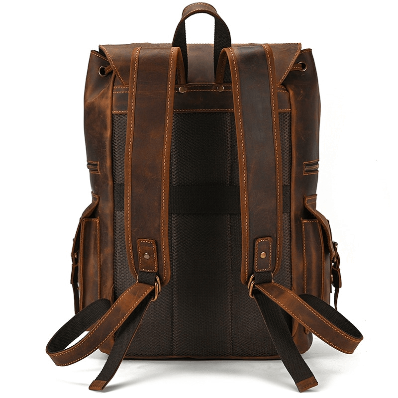 Large Genuine Leather Laptop Travel Backpack / Fashion Unisex Many Pockets Backpacks