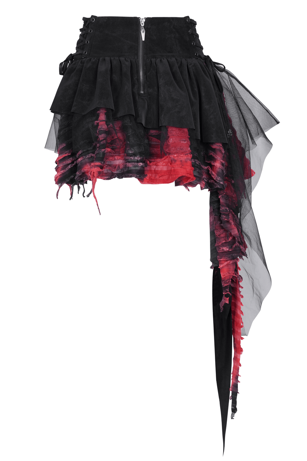 Layered Asymmetrical Gothic Skirt with Lace and Tulle