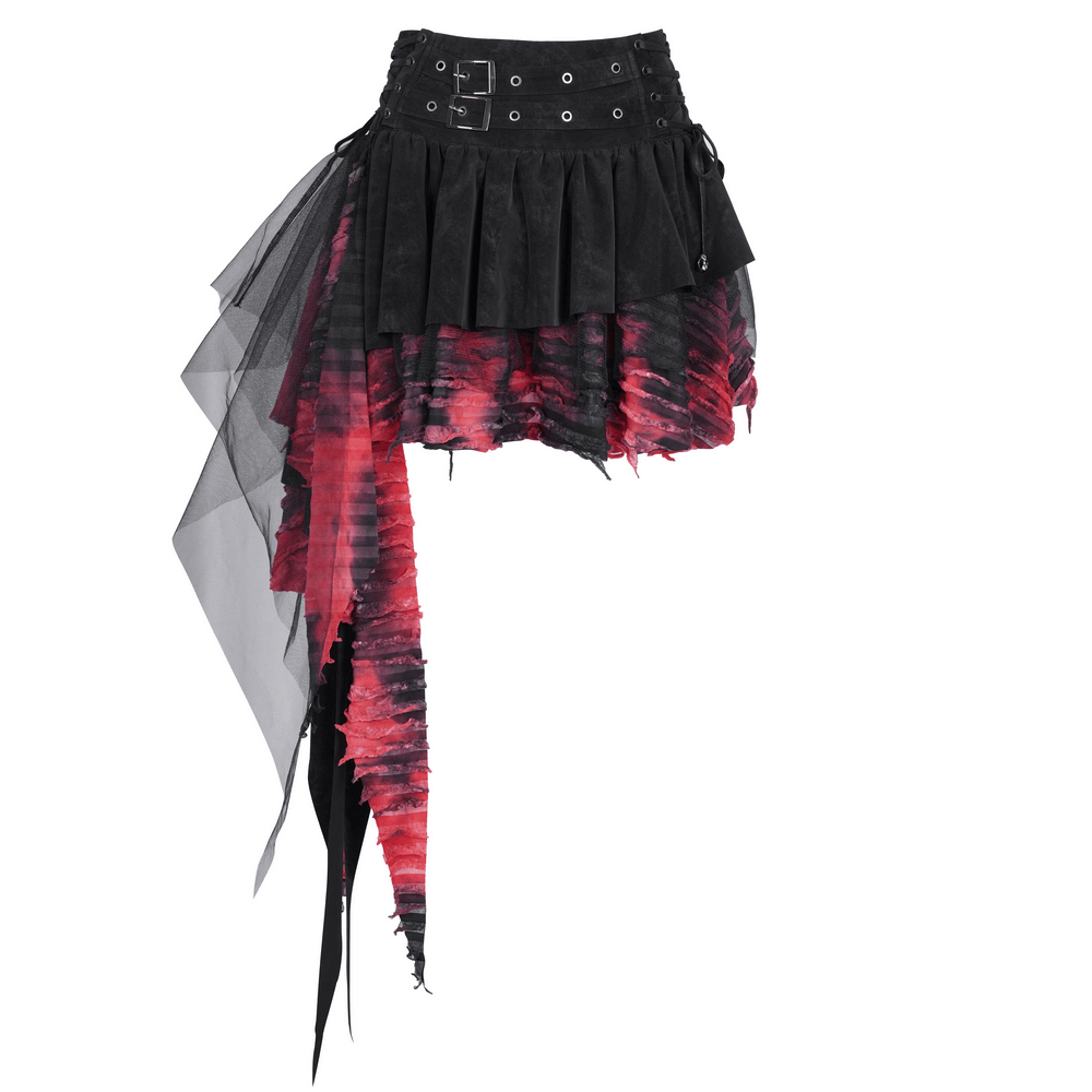 Layered Asymmetrical Gothic Skirt with Lace and Tulle