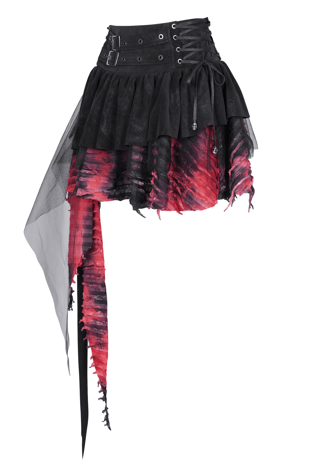 Layered Asymmetrical Gothic Skirt with Lace and Tulle