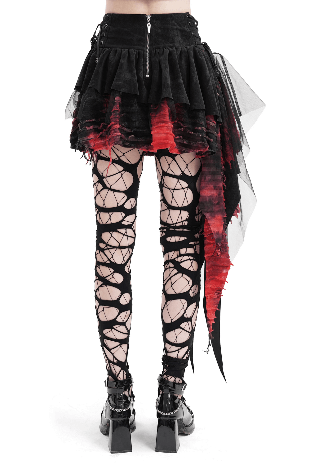 Layered Asymmetrical Gothic Skirt with Lace and Tulle