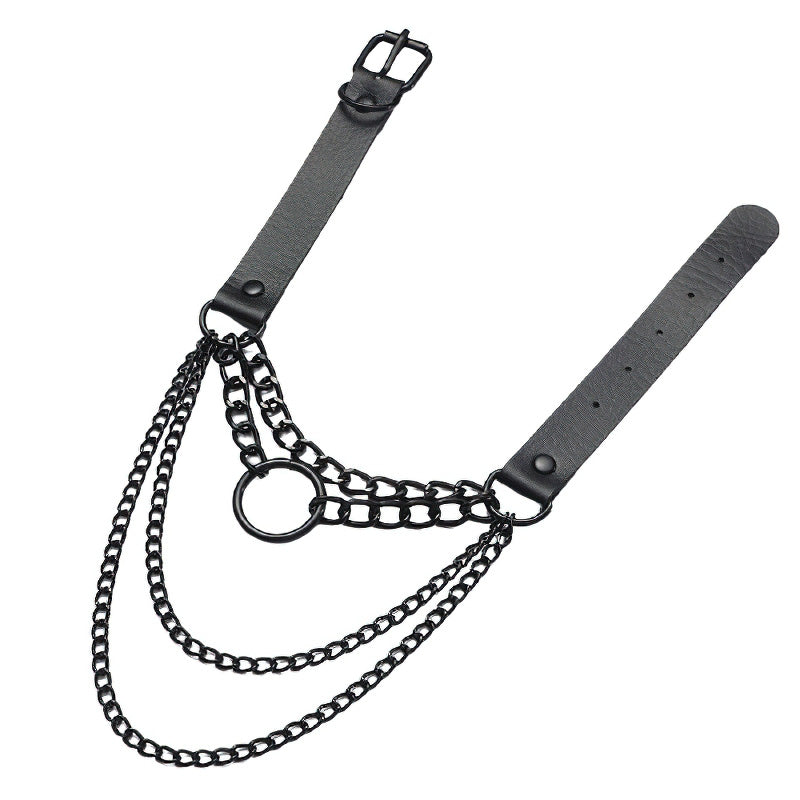Layered Chain Necklace Jewelry / Gothic O-Ring Pendant Necklace for Men and Women