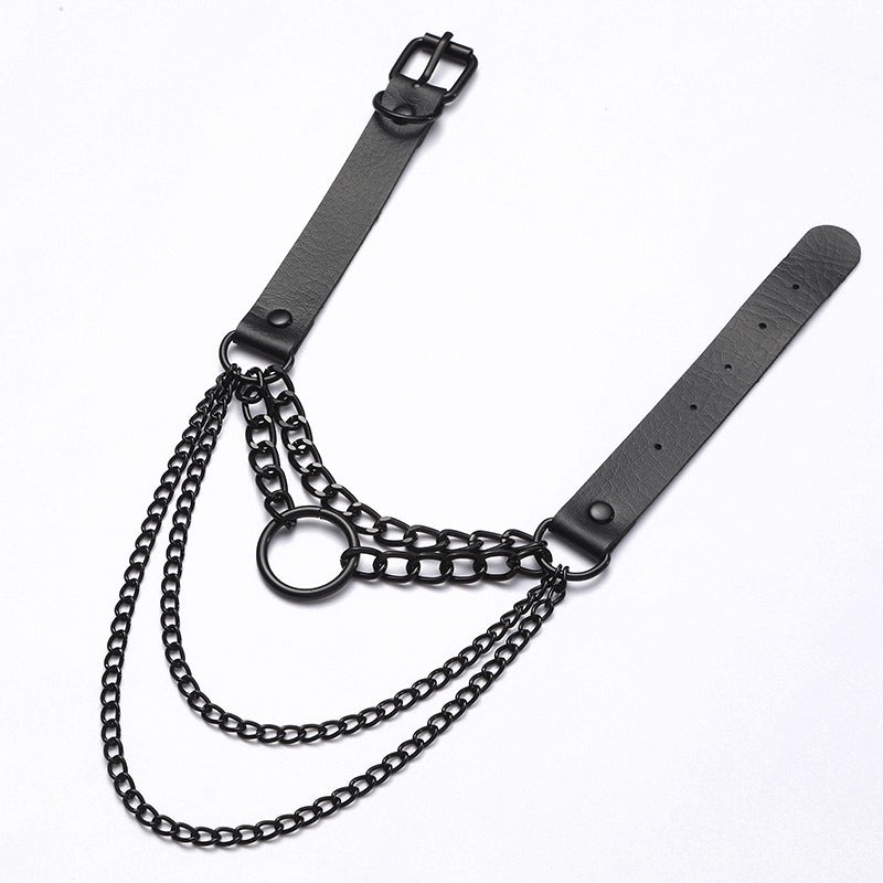 Layered Chain Necklace Jewelry / Gothic O-Ring Pendant Necklace for Men and Women