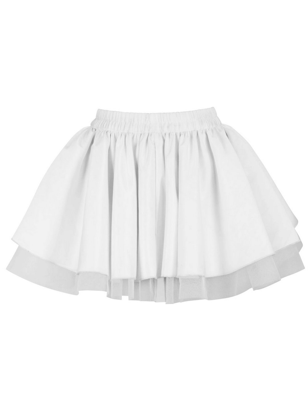Layered White Mini Skirt with Tulle and Flared Silhouette