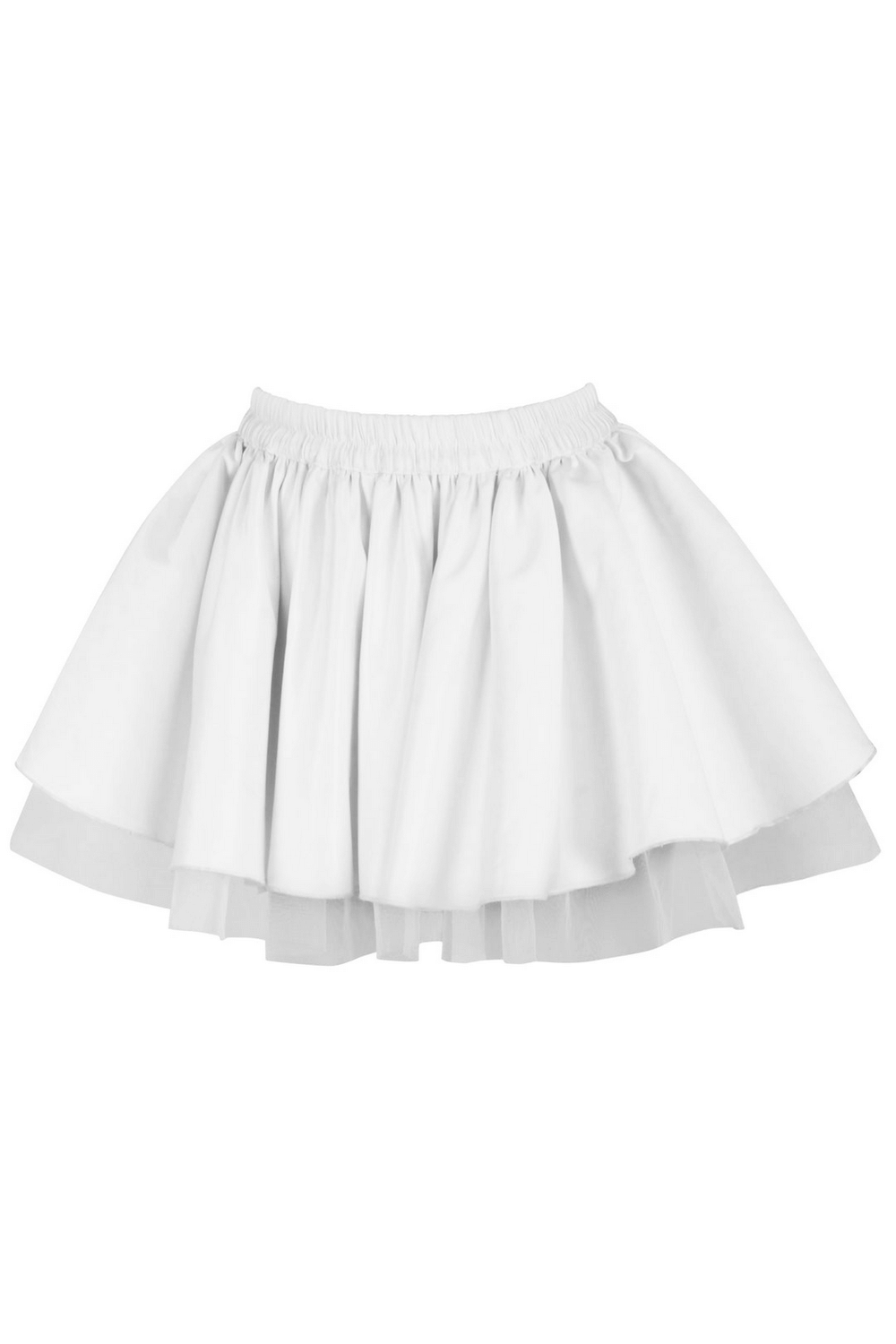 Layered White Mini Skirt with Tulle and Flared Silhouette