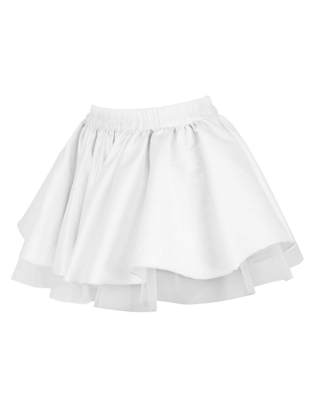 Layered White Mini Skirt with Tulle and Flared Silhouette