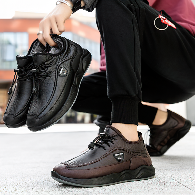 Leather Alternative Sneakers For Men / Waterproof Men's Black Footwear