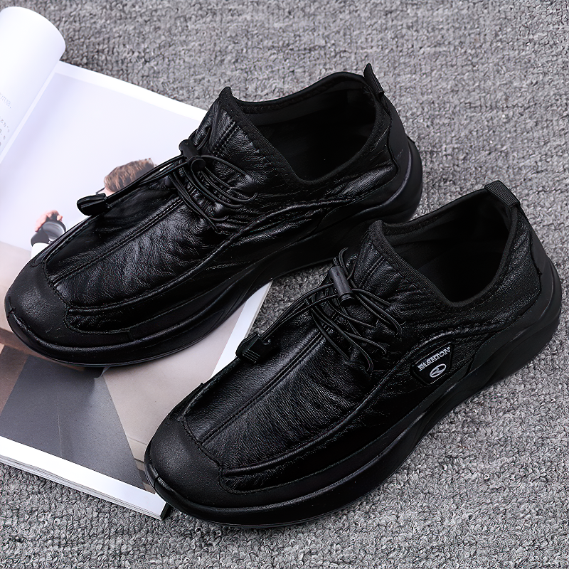 Leather Alternative Sneakers For Men / Waterproof Men's Black Footwear