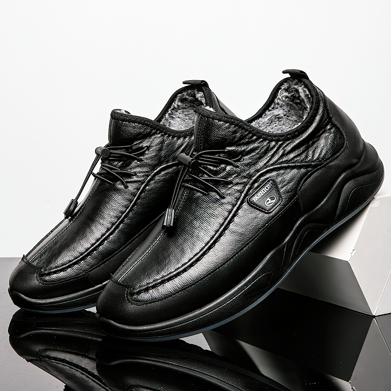 Leather Alternative Sneakers For Men / Waterproof Men's Black Footwear