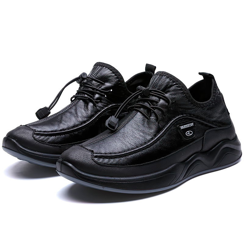 Leather Alternative Sneakers For Men / Waterproof Men's Black Footwear
