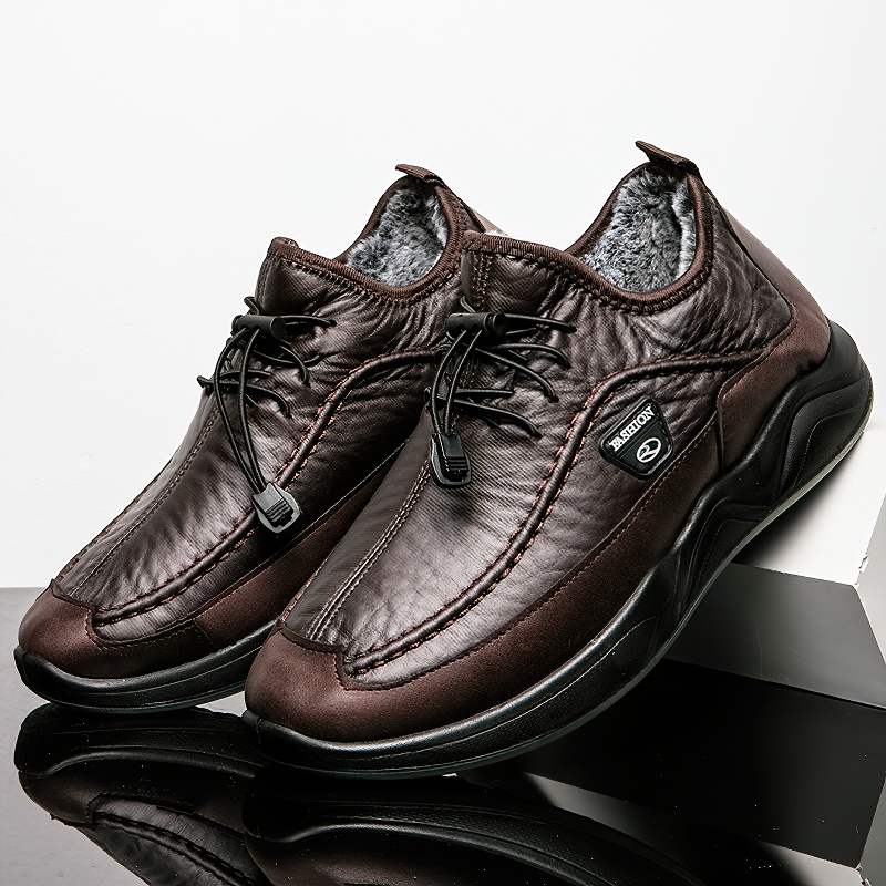 Leather Alternative Sneakers For Men / Waterproof Men's Black Footwear