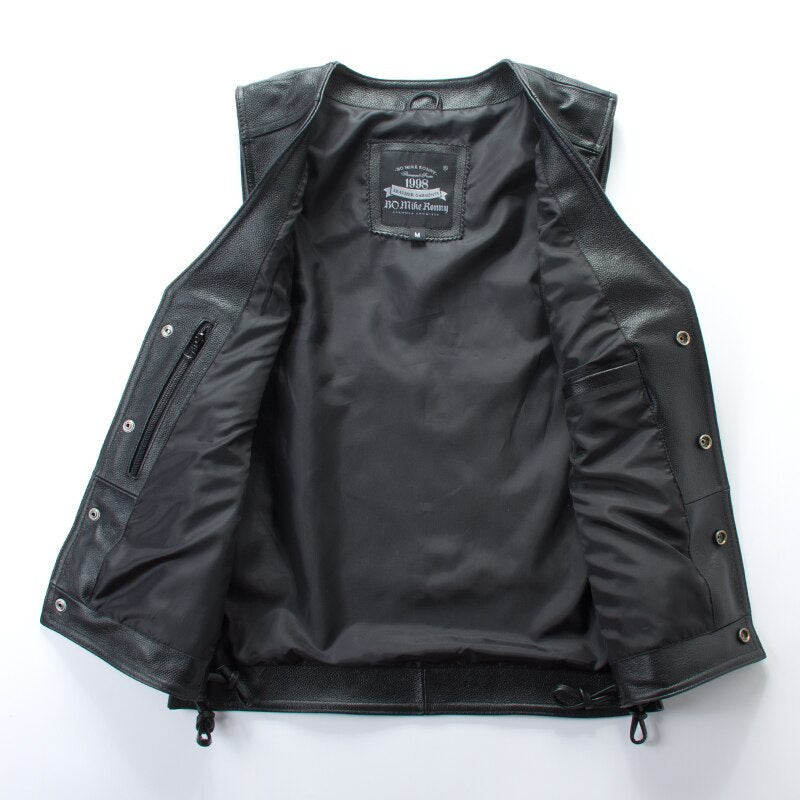 Leather biker vest / Rock Style Skull Cross Leather men's vest