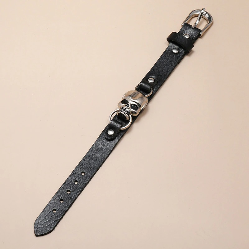 Leather Bracelets For Women and Men with Metal Skull / Jewelry Accessories in Gothic Style