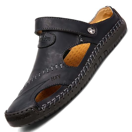 Leather Men's Soft Sandals / Summer Beach Slippers For Men / Genuine Leather Casual Moccasins