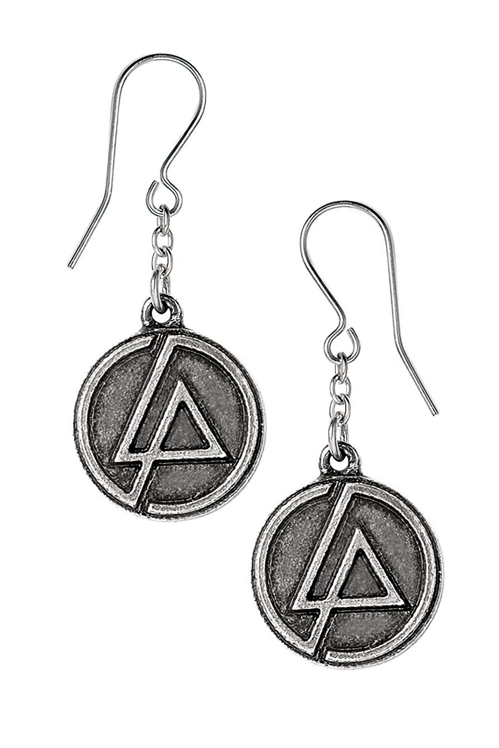 Linkin Park Circle Logo Antiqued Pewter Earrings