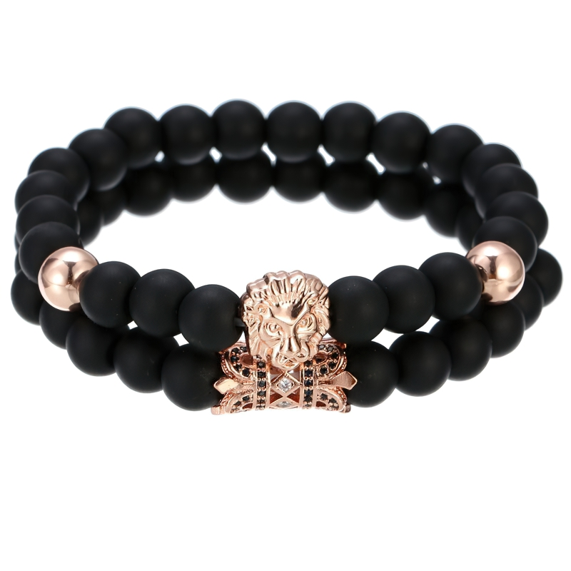 Lion Bracelet With Stone Beads / Unisex Stylish Jewelry / Alternative Fashion Bracelet