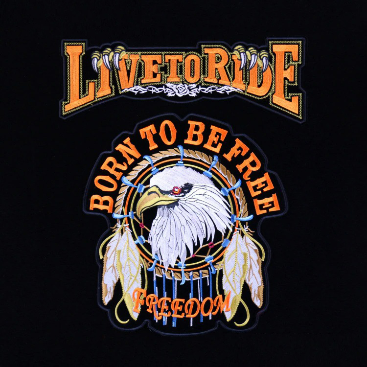 Live To Ride Freedom Print Iron-On Patches For Jackets / Large Embroidered Biker Patches For Clothes