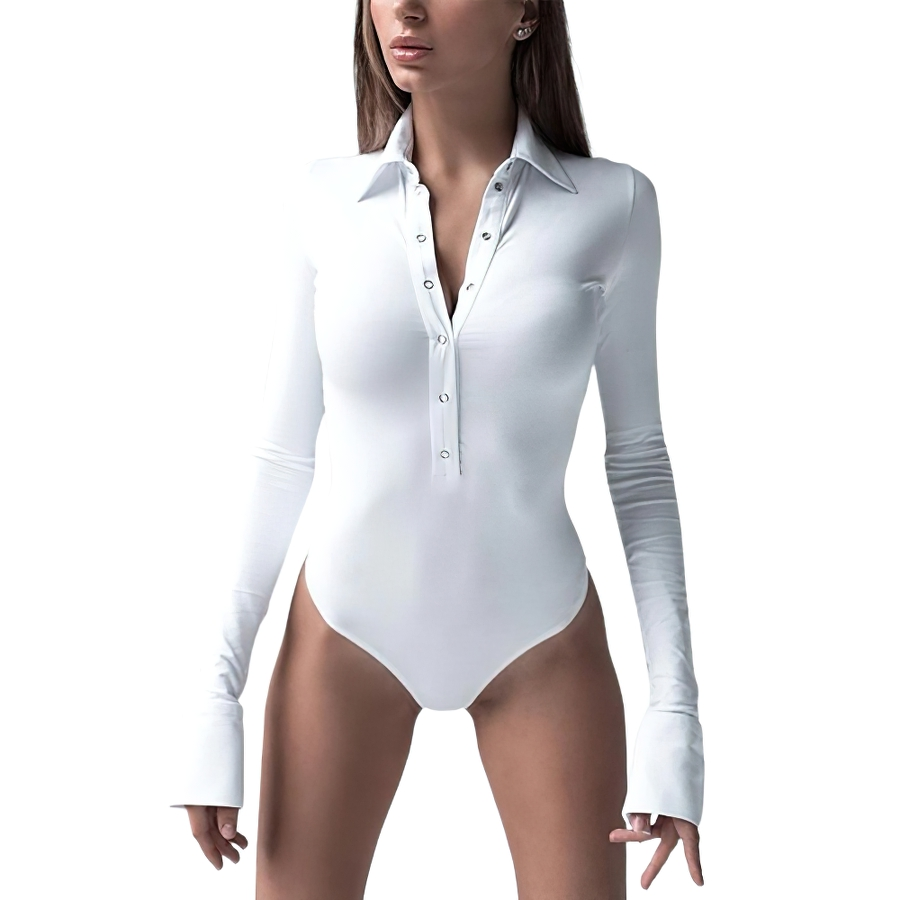 Long Sleeve Soft One-piece Rompers with Buttons / Women's Jumpsuit Clothing