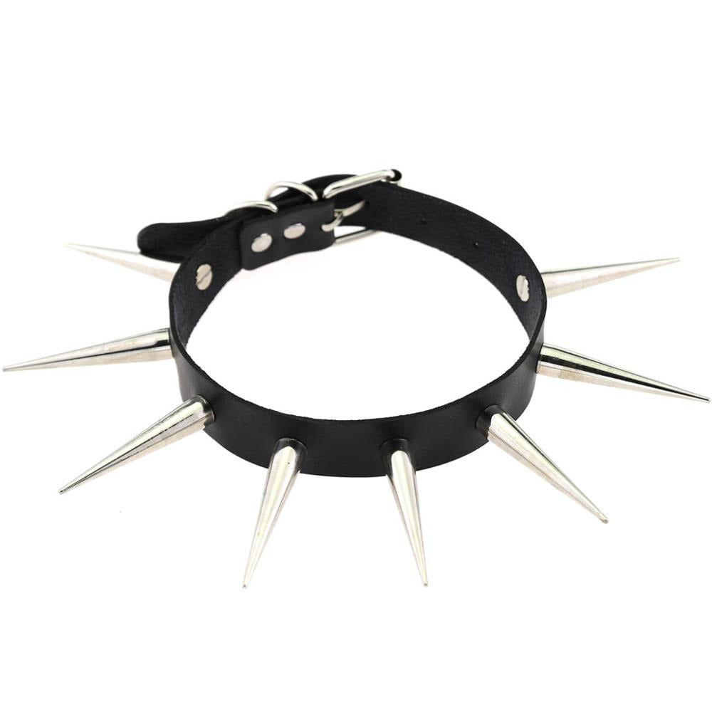 Long spiked Choker Punk Collar with Spikes Rivets / Unisex Necklwear Goth Jewelry