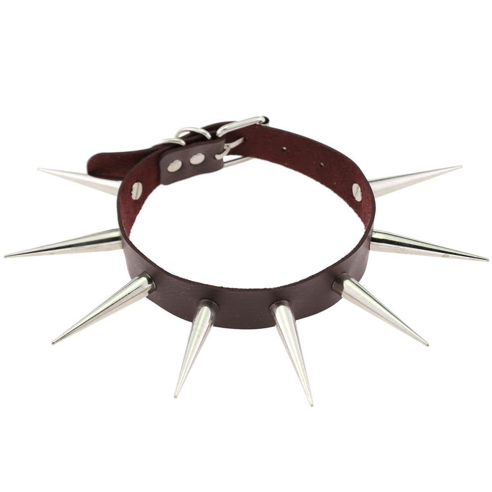 Long spiked Choker Punk Collar with Spikes Rivets / Unisex Necklwear Goth Jewelry