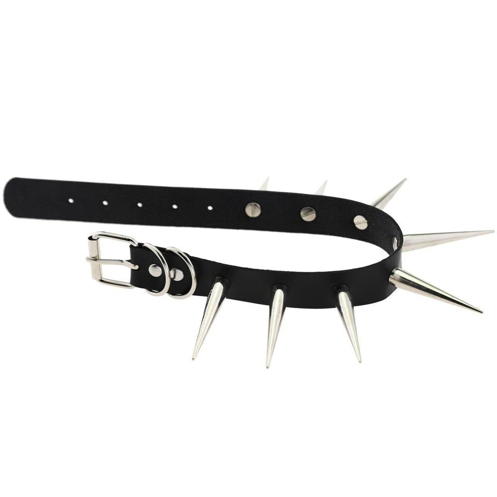 Long spiked Choker Punk Collar with Spikes Rivets / Unisex Necklwear Goth Jewelry