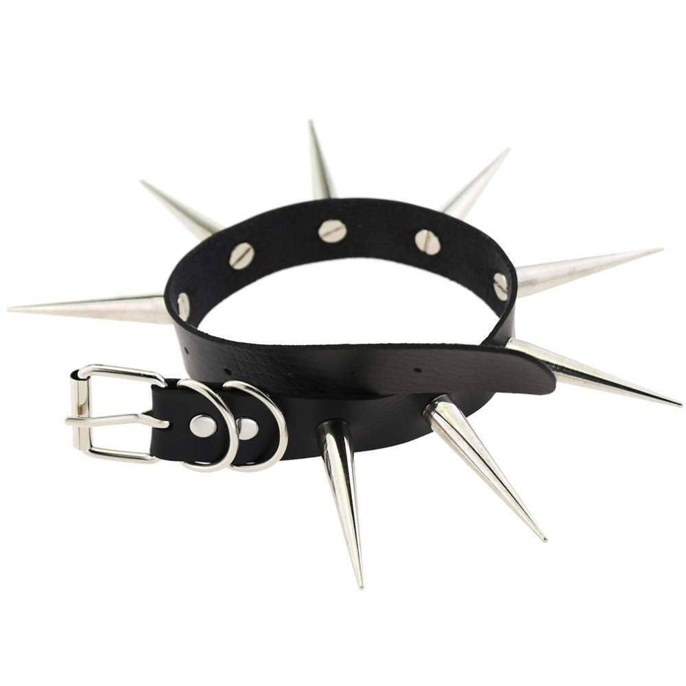 Long spiked Choker Punk Collar with Spikes Rivets / Unisex Necklwear Goth Jewelry