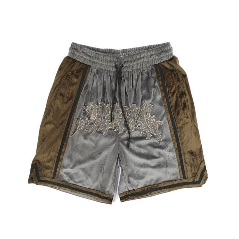 Loose Shorts with Drawstring for Men / Casual Male Embroidery Contrast Color Shorts