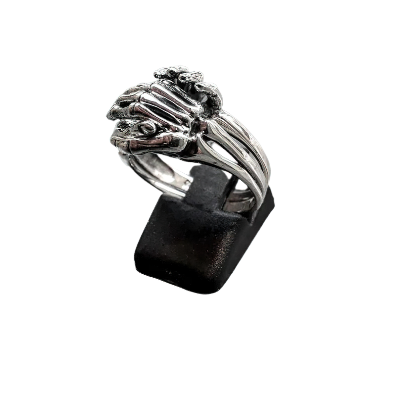 Love Couple Puzzle Ring For Men And Women / Skeleton Hands Jewelry Of Stainless Steel