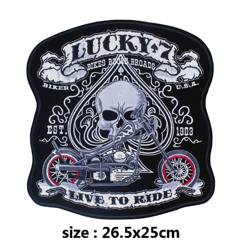 Lucky 7 Print Iron-On Patch For Jackets / Large Embroidered Biker Patches For Clothes