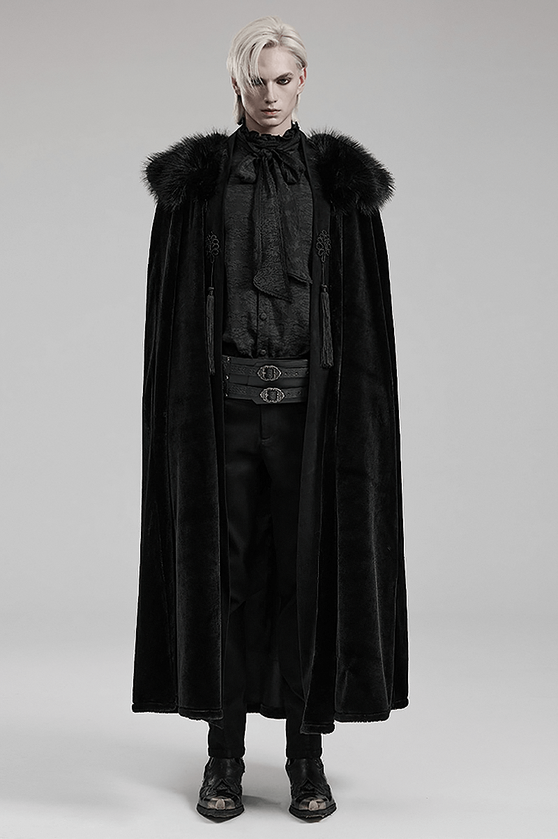 Lux Velvet Gothic Cloak with Fur Collar and Tassels