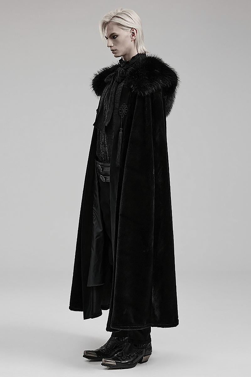 Lux Velvet Gothic Cloak with Fur Collar and Tassels
