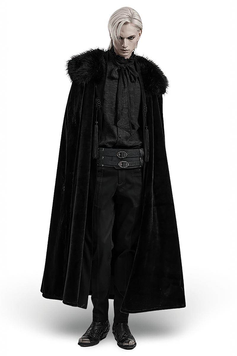Lux Velvet Gothic Cloak with Fur Collar and Tassels