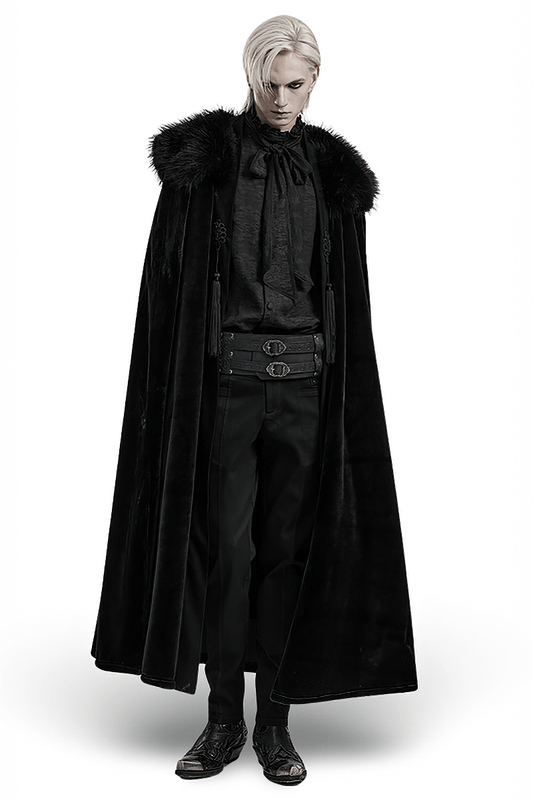 Lux Velvet Gothic Cloak with Fur Collar and Tassels