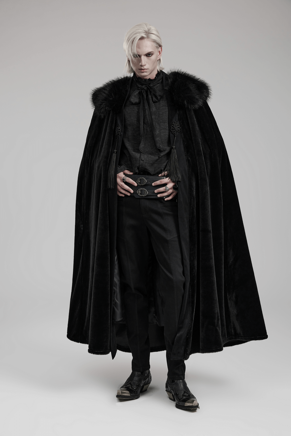Lux Velvet Gothic Cloak with Fur Collar and Tassels