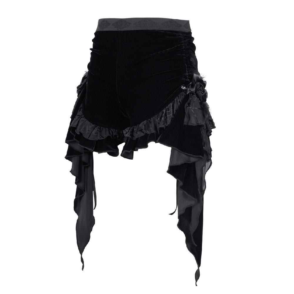 Luxurious Female Shorts with Ruffles and Feather Details
