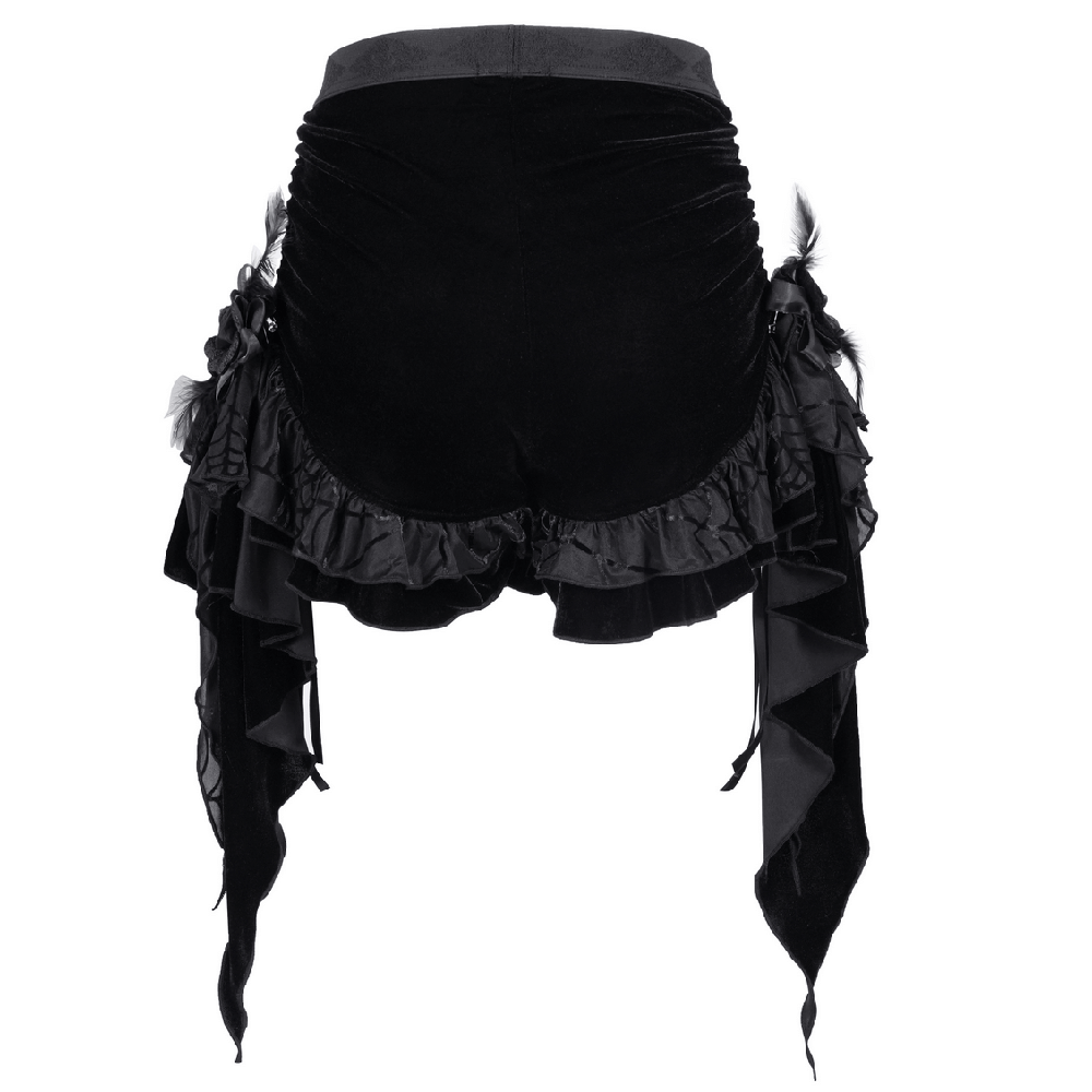 Luxurious Female Shorts with Ruffles and Feather Details