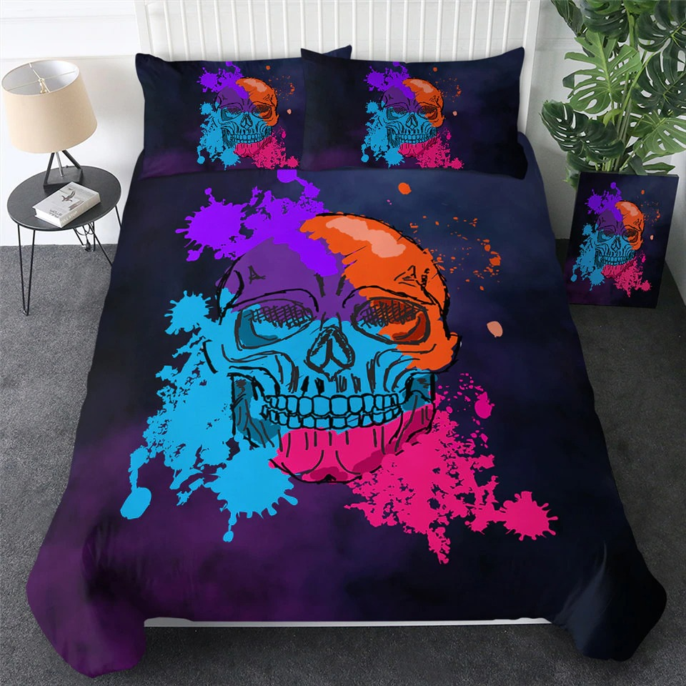 Luxury Bedclothes Set with 3D print Of color skull / Bedding Sets For Girls and Boys