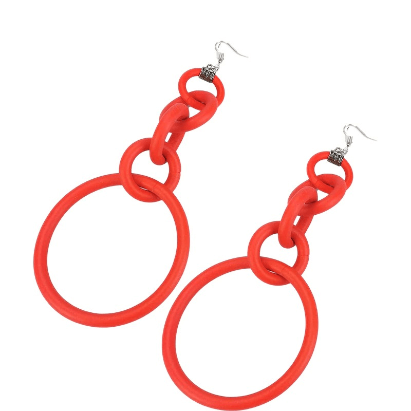 Luxury Big Drop Earrings For Women / Designer Handmade Long Silicone Earrings