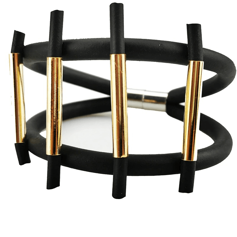 Luxury Black Color Charm Bracelets with Magnetic Clasp / Punk Style Rubber Wide Bracelets