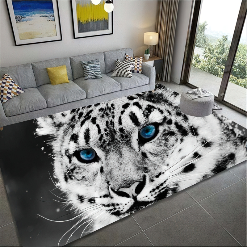Luxury Carpets Of 3D Leopard Pattern For Home / Rectangular Large Rug For House Rooms