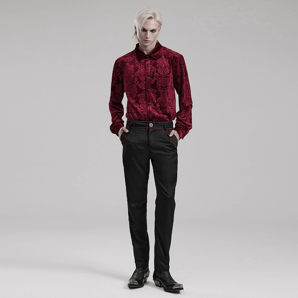 Luxury Gothic Velvet Floral Men's Formal Shirt