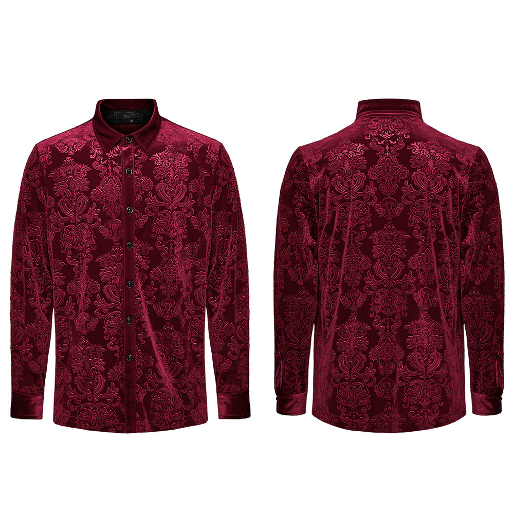 Luxury Gothic Velvet Floral Men's Formal Shirt