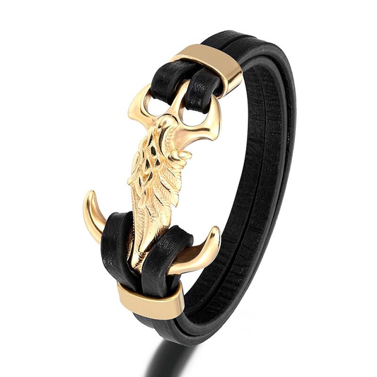 Luxury Men's Stainless Steel Bracelet with an Wing / Fashion Anchor Bracelets in Punk style