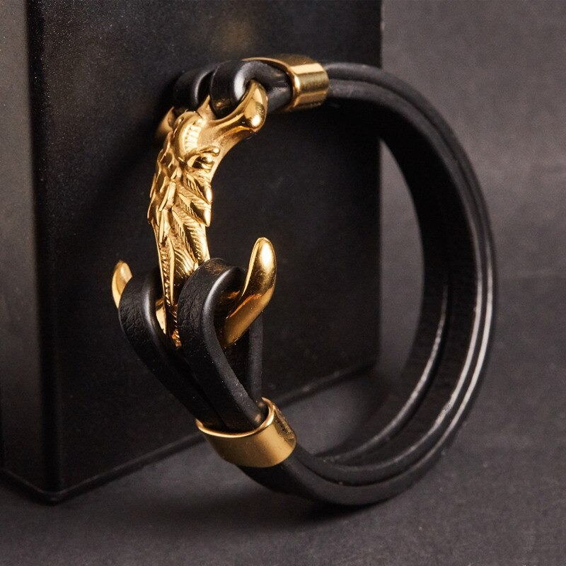 Luxury Men's Stainless Steel Bracelet with an Wing / Fashion Anchor Bracelets in Punk style