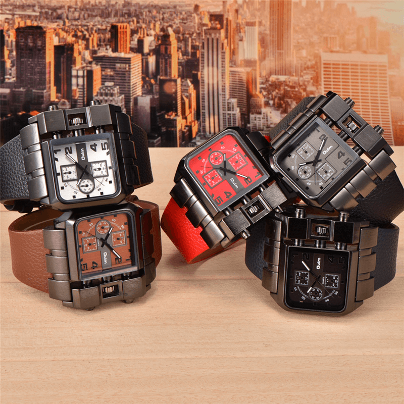 Luxury Square Dial Wide Strap Wristwatch / Fashion Quartz Watch with Unique Design