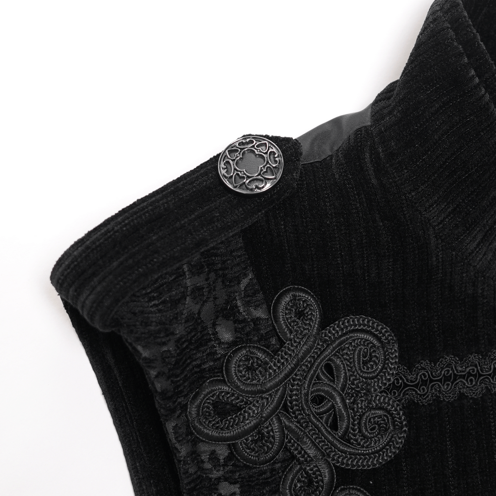 Male Black Brocade Waistcoat with Embroidered Details