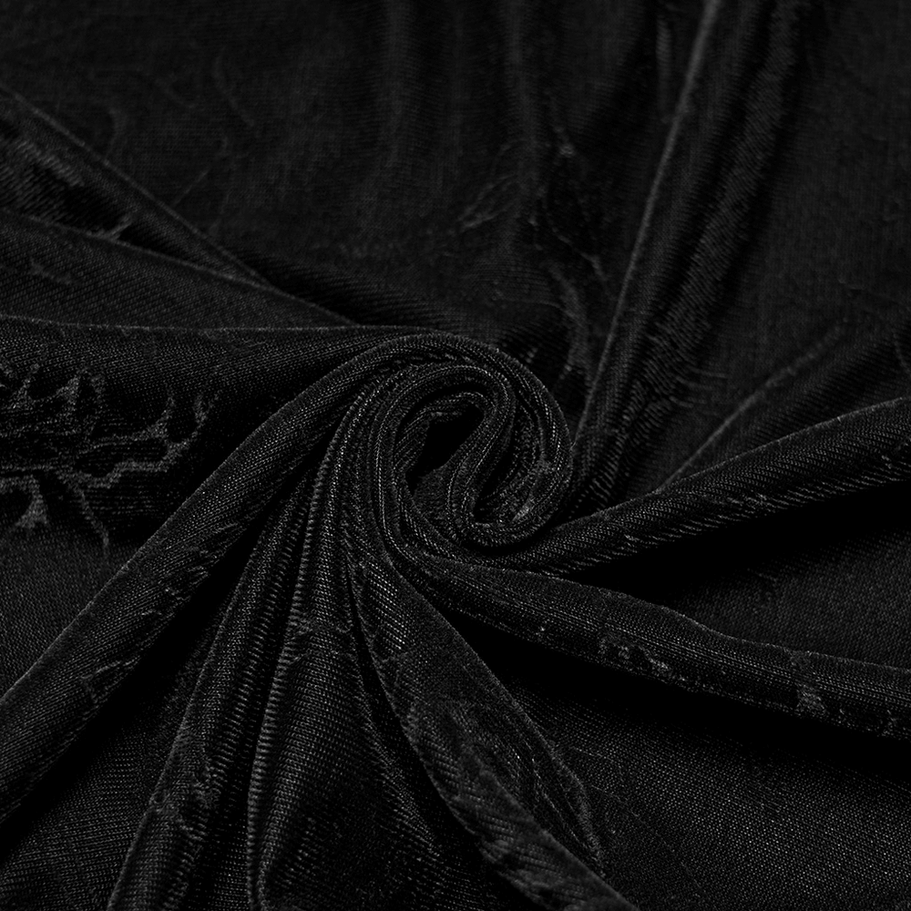 Male Black Rose Embossed Velvet Top with Long Sleeves