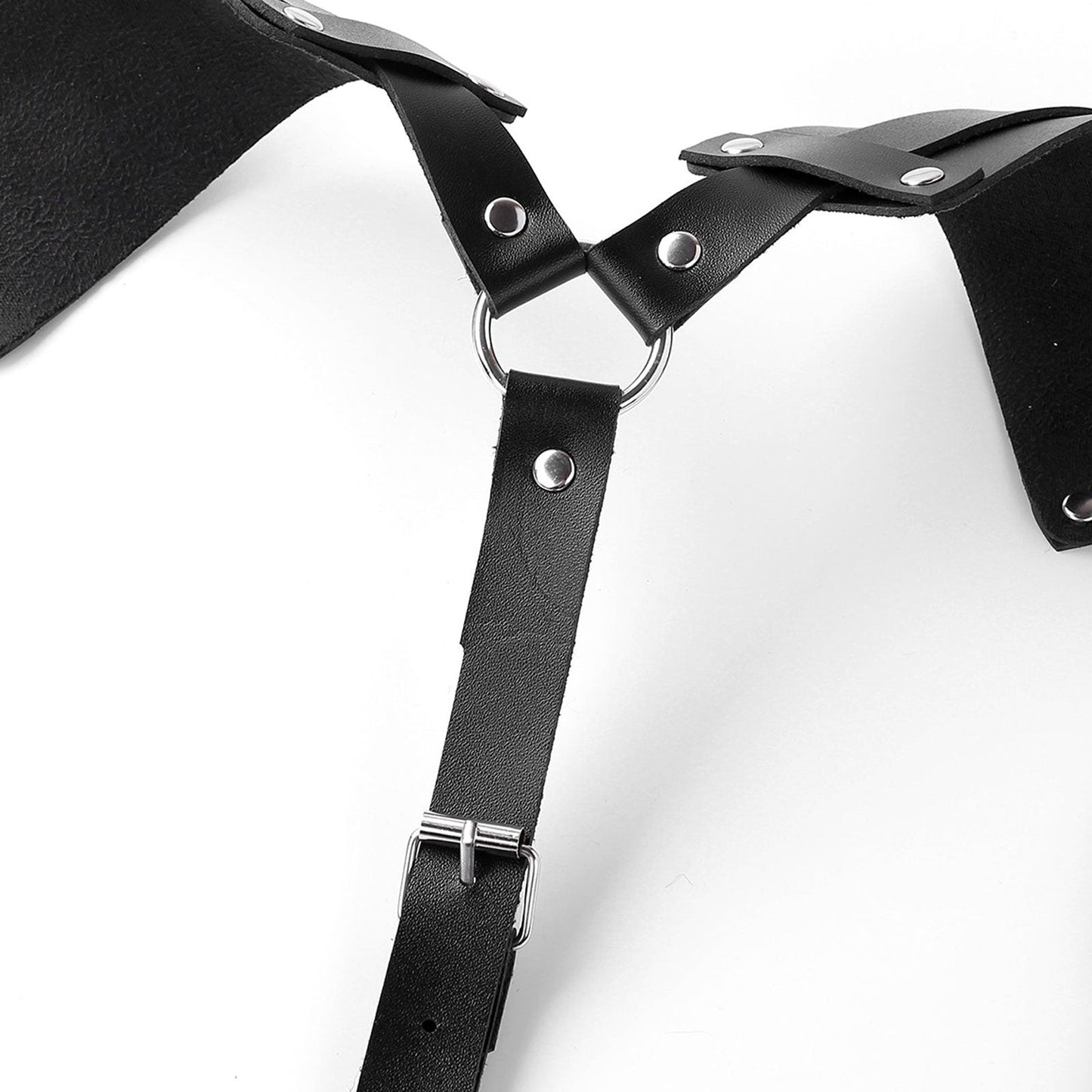 Male Body Harness / Faux Leather Body Chest Harness Costumes with O-rings Buttons / Gothic Bondage